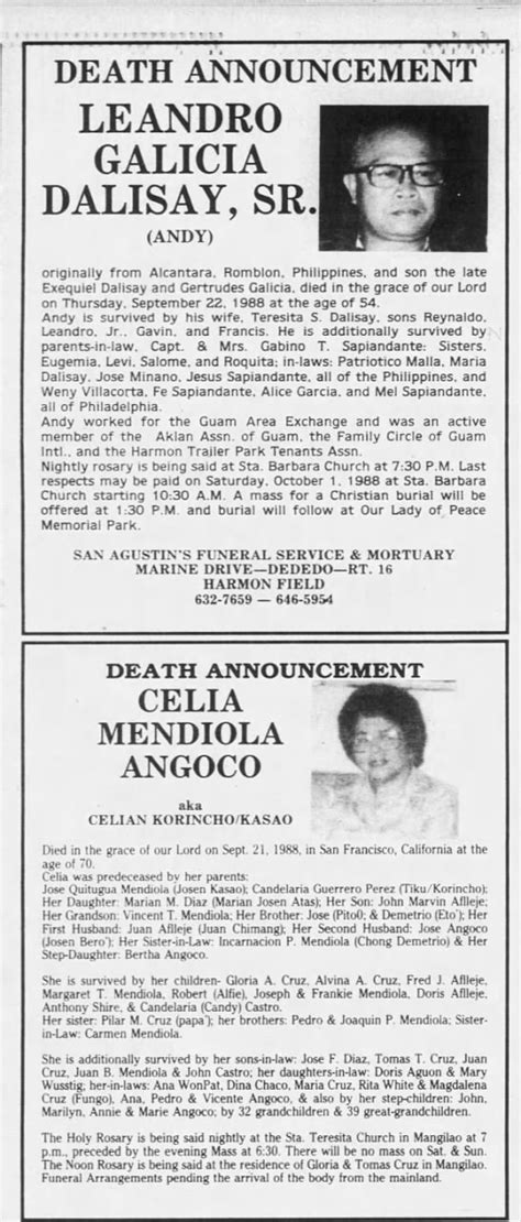 obituary newspaper philippines 2023|Search for philippines Obituaries.